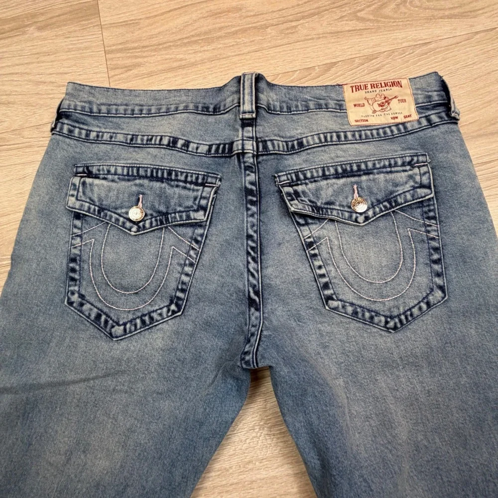 True Religion Rocco‎ Relaxed Skinny Jeans Medium Blue Flap Pocket Mens 38 107202